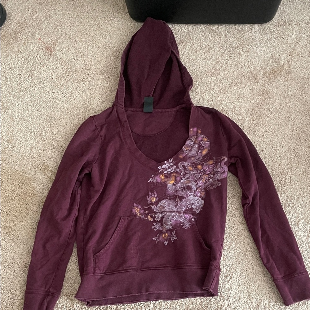Women's Purple Hoodie with Floral Design